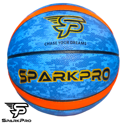balón de baloncesto SPARKPRO azul con naranja tamaño 7 para interior