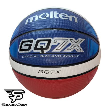 elota de baloncesto Molten GQ7X azul, blanca y roja, tamaño y peso oficial