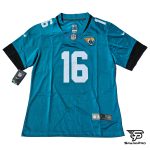 Camiseta NFL Jacksonville Jaguars Trevor Lawrence #16 hombre aqua