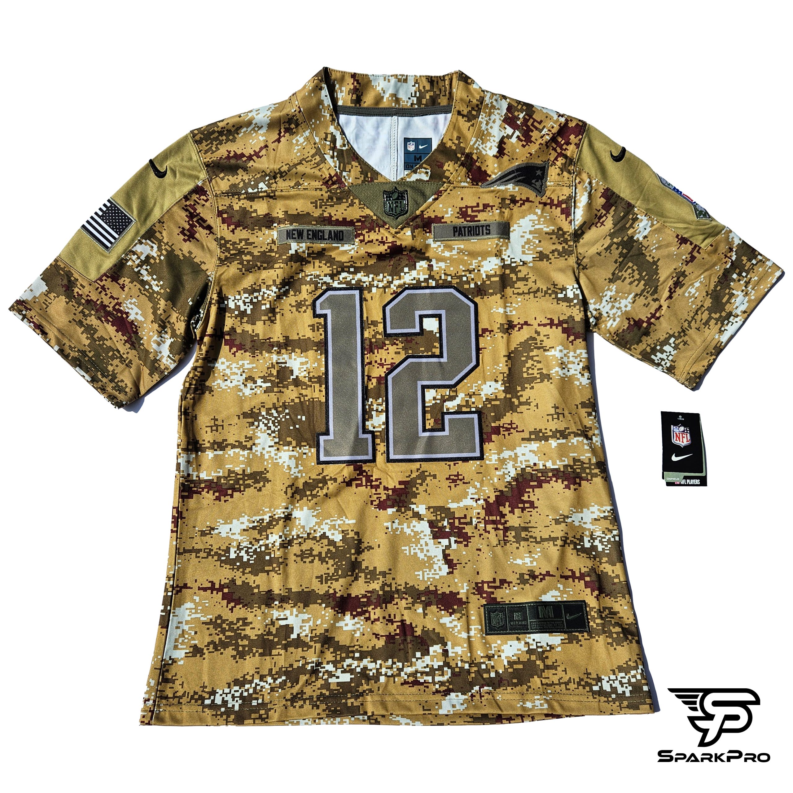 camiseta-nfl-patriots-tom-brady-12-edicion-salute-to-service Camiseta NFL Patriots Tom Brady #12 Edición Salute to Service color camuflaje SparkPro