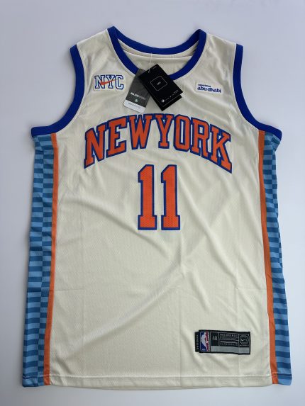 Camiseta NBA New York Knicks Jalen Brunson 11 City Edition color crema frontal