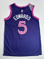 Camiseta NBA Minnesota Timberwolves Anthony Edwards #5 morada vista posterior