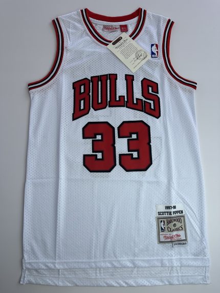 Camiseta NBA Chicago Bulls Scottie Pippen #33 Hardwood Classics blanca vista frontal