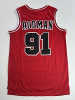 Camiseta NBA Chicago Bulls Dennis Rodman #91 roja Hardwood Classics vista posterior