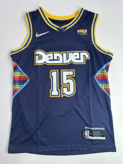 Camiseta NBA Denver Nuggets Nikola Jokić #15 azul City Edition vista frontal