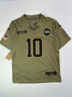Camiseta NFL Green Bay Packers Jordan Love #10 Salute to Service verde militar vista frontal