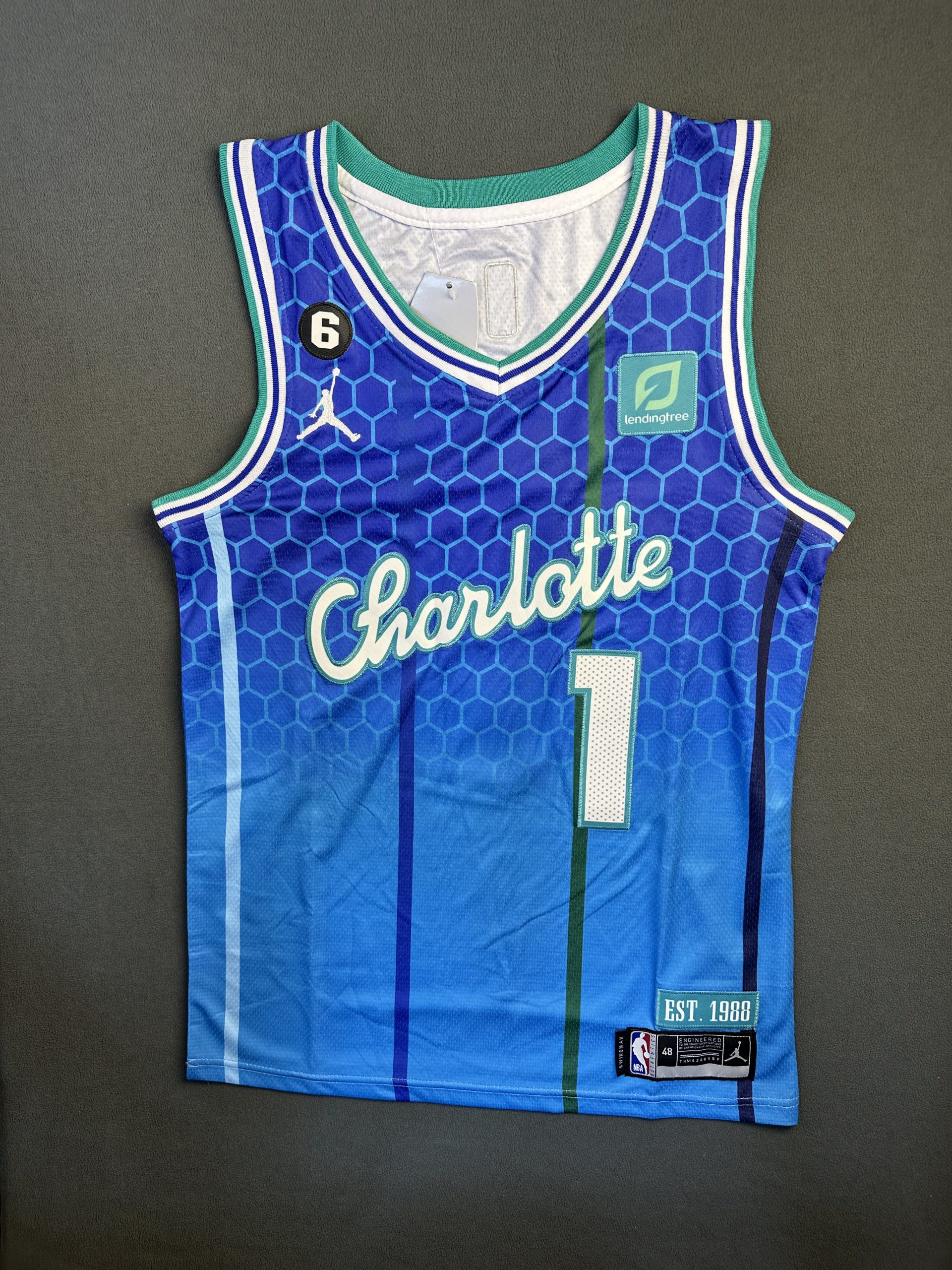 Camiseta Charlotte Ball #1 Jordan Azul - Vista frontal