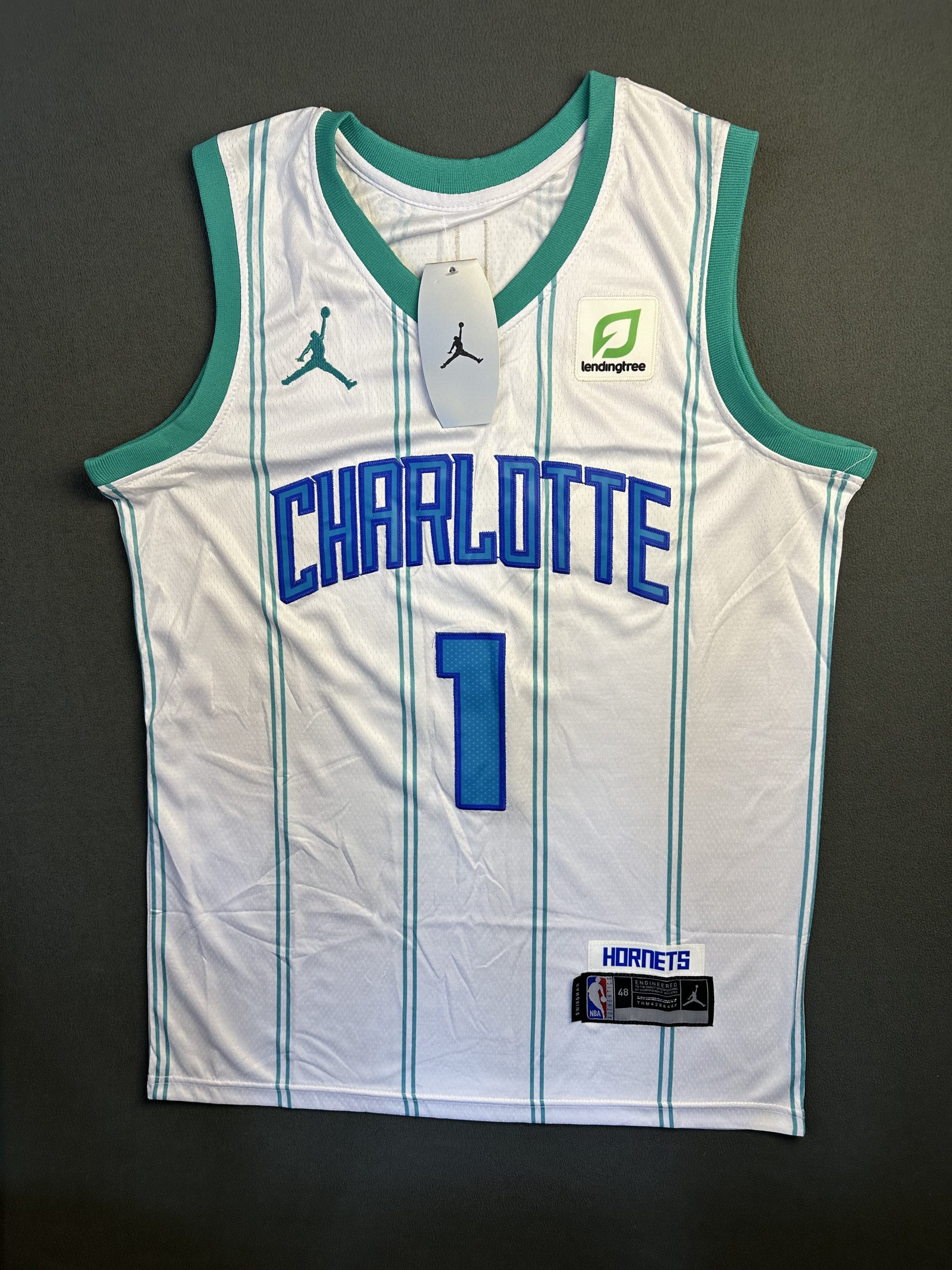 Camiseta Charlotte Hornets Ball #1 Jordan Blanco - Vista frontal