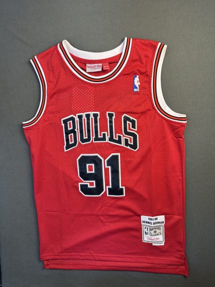 Camiseta Chicago Bulls Dennis Rodman #91 Mitchell & Ness Rojo