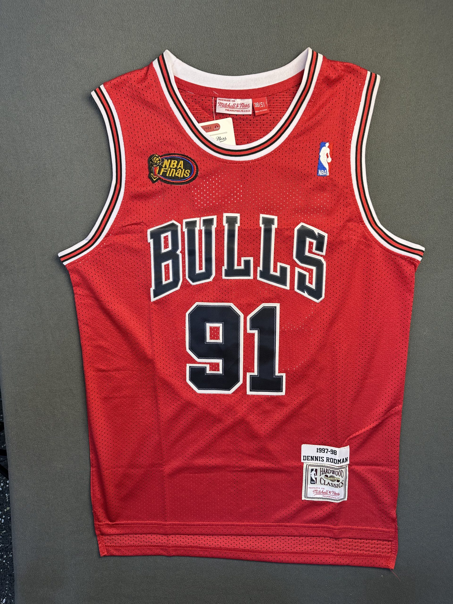 Camiseta Chicago Bulls Dennis Rodman #91 Mitchell & Ness Rojo - Vista frontal