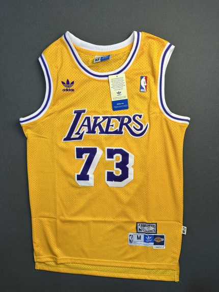 Camiseta Los Angeles Lakers Rodman #73 Adidas Amarillo
