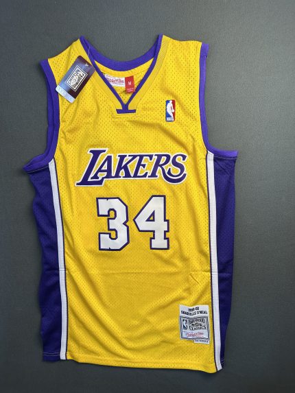 Camiseta Los Angeles Lakers Shaquille O'Neal #34 Mitchell & Ness Amarillo