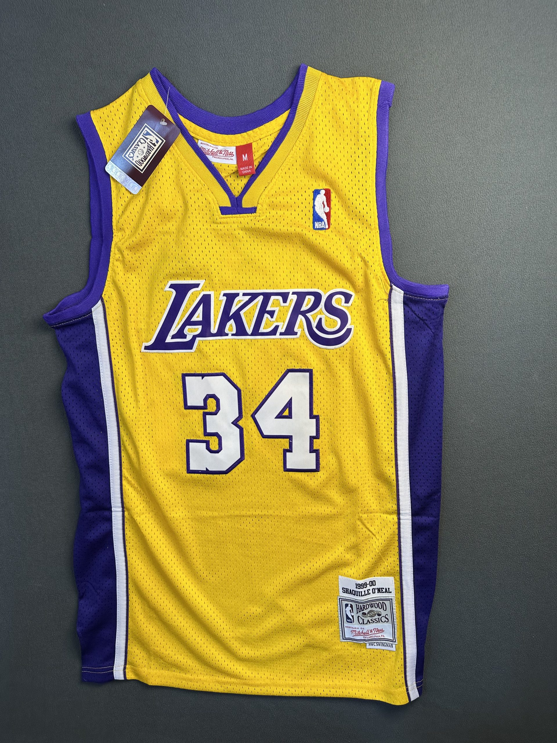 Camiseta Los Angeles Lakers Shaquille O'Neal #34 Mitchell & Ness Amarillo - Vista frontal