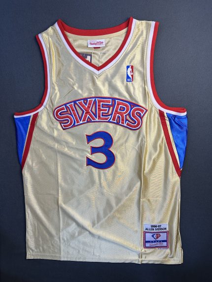 Camiseta Philadelphia 76ers Allen Iverson #3 Mitchell & Ness Dorado