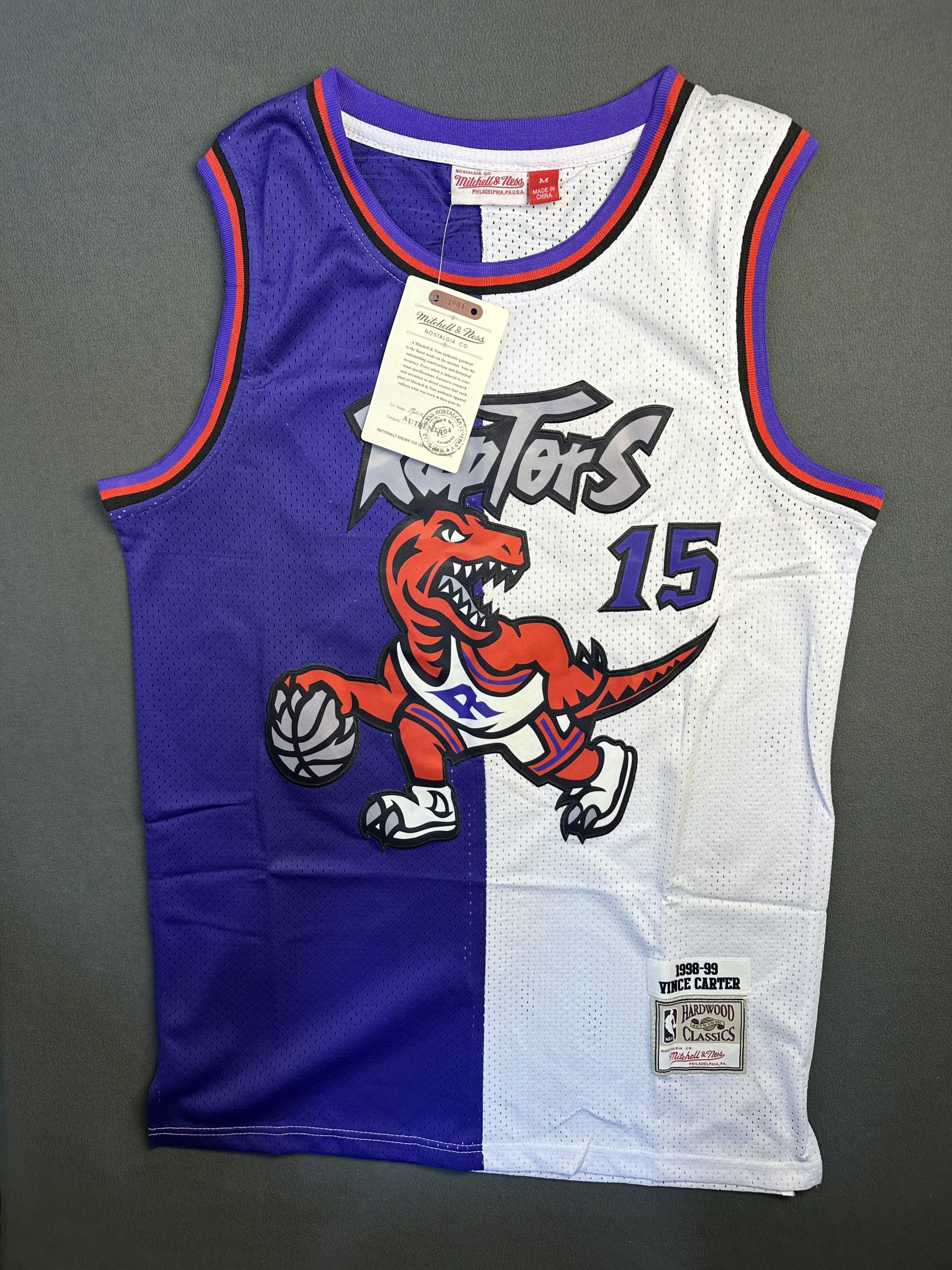 Camiseta Toronto Raptors Vince Carter #15 Mitchell & Ness Morado - Vista frontal
