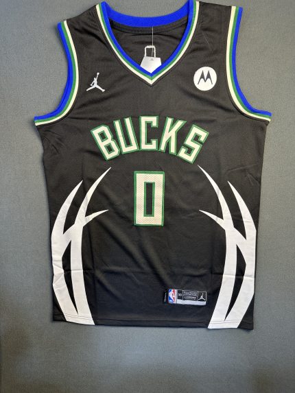 Camiseta Milwaukee Bucks Lillard #0 Jordan Negro
