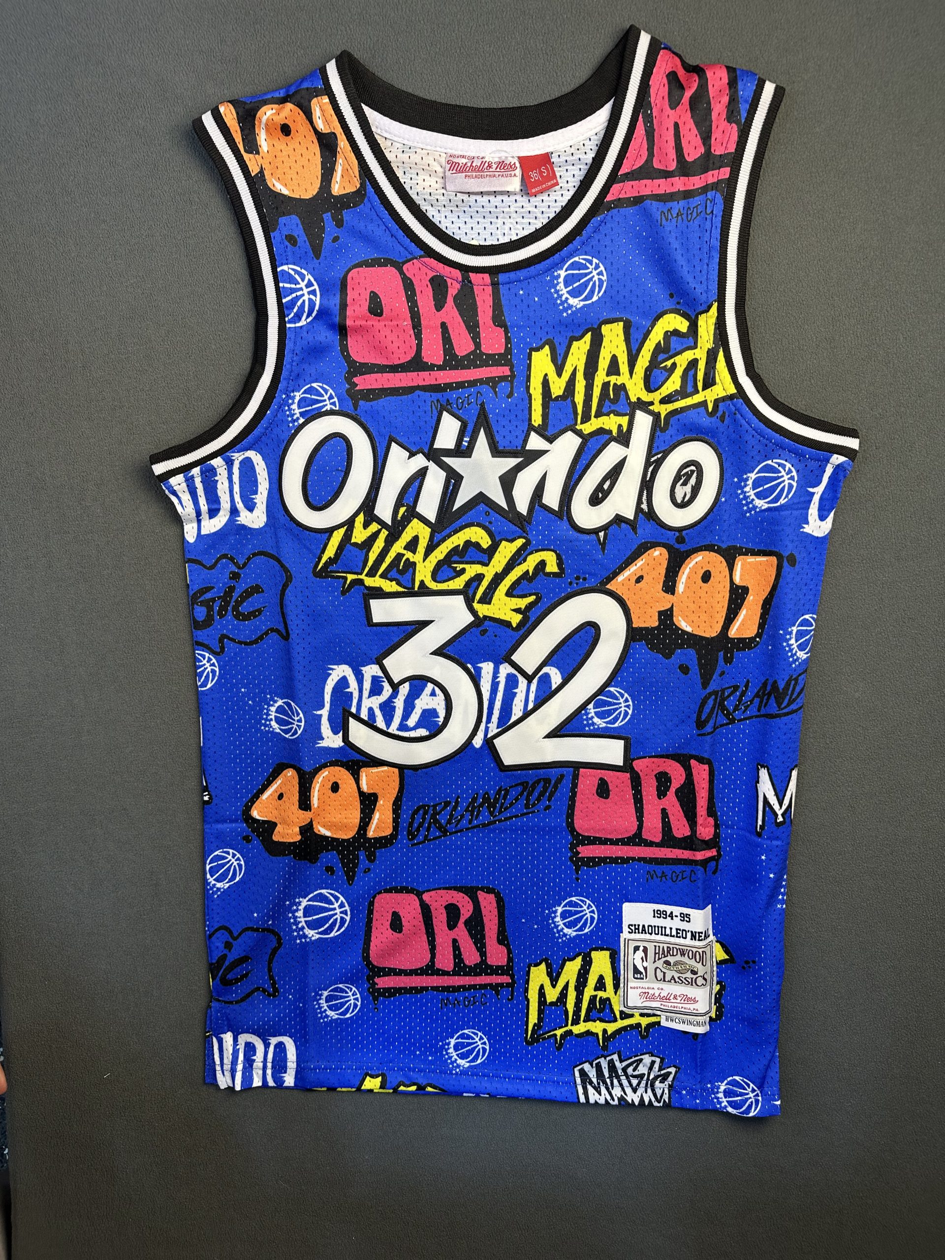 Camiseta Orlando Magic Shaquille O'Neal #32 Mitchell & Ness Azul - Vista frontal