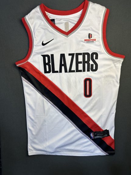 Camiseta Portland Trail Blazers Damian Lillard #0 Nike Blanco