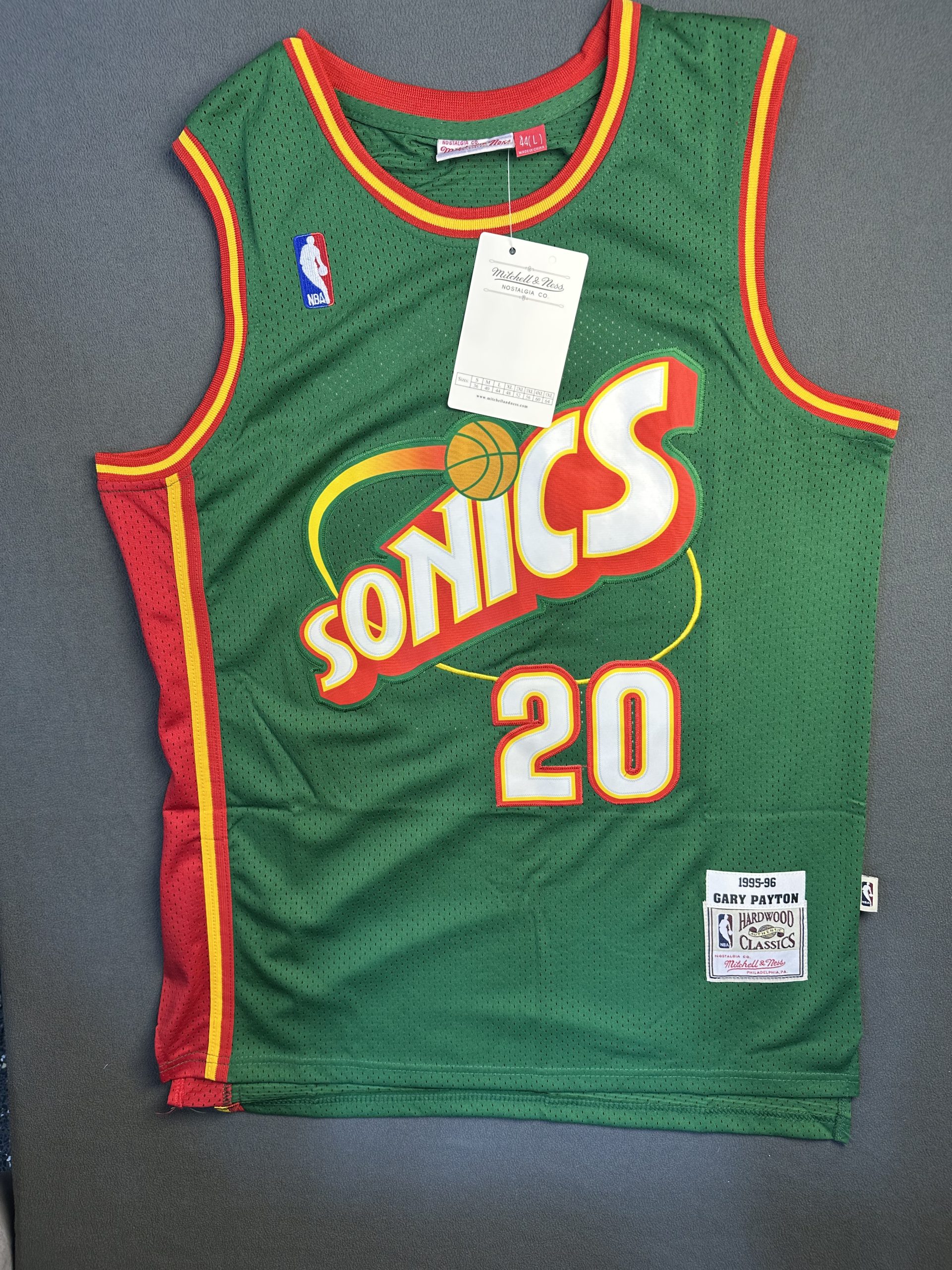 Camiseta Seattle Supersonics Gary Payton #20 Mitchell & Ness Verde - Vista frontal