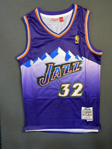 Camiseta Utah Jazz Karl Malone #32 Mitchell & Ness Morado