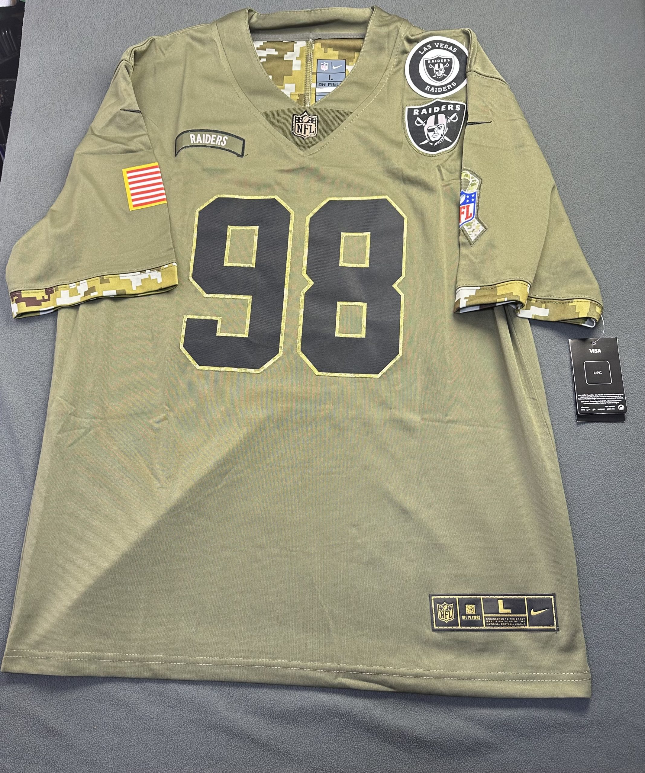 Camiseta Las Vegas Raiders Crosby #98 Nike Verde - Vista frontal